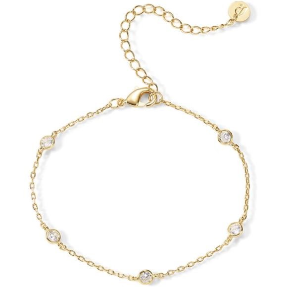 14K Gold Plated Station Chain Adjustable Bracelet for Women Cute Gift - Picture 1 of 4